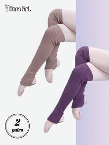 DonsGirl 2双Y2K罗纹针织腿套 - 可爱秋季舞蹈袜，适合芭蕾/瑜伽/健身 - 彩色 - 查看 19