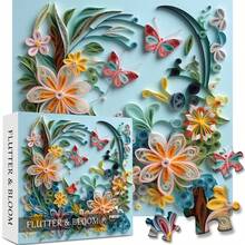 Tranh ghép hình nghệ thuật giấy xoắn dành cho người lớn, 1000 mảnh - Kích thước lớn, hình vuông, bìa cứng màu trắng 60.6cm/23.86inch, trò chơi ghép hình đầy thử thách dành cho người đam mê, trang trí nhà cửa và quà tặng đồ chơi lý tưởng cho Giáng sinh/Năm mới/Sinh nhật/Các buổi họp mặt gia đình, với chủ đề Chim hồng hạc, Chim ruồi, Hoa, Bướm, Hổ, Giá sách. - Nhiều màu - Xem 8