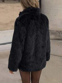 Women's French-Style Autumn/Winter Fashionable Elegant Loose-Fitting Lapel Warm Wool Coat - Black - View 7