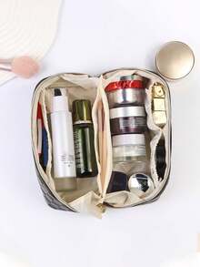 1个PU皮革防水化妆包，多功能化妆刷收纳包，防水化妆品收纳袋，适用于口红、香水、化妆品，旅行必备，送给母亲、妻子、朋友的绝佳礼物，波西米亚风格 - 彩色 - 查看 9