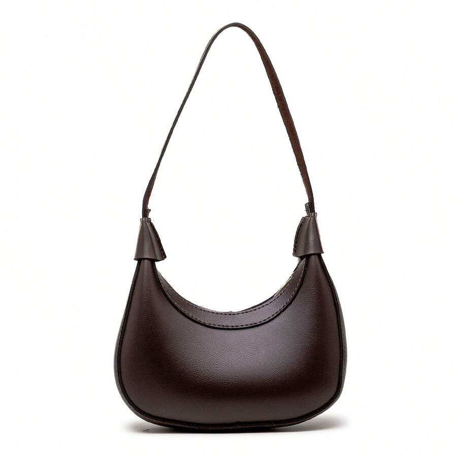 Small Half-Moon Shoulder Bag (Gringa Brand) - Rust Brown - View 1