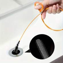 1pc Extra Long Drain Cleaning Hook With Nylon Coating - Flexible Manual Auger Tool For Bathroom Sink, Tub And Shower Drain | Nylon Bristles, No Battery Required, PVC Tubing | Efficient Unclogging, Bathroom Cleaning Supplies, Convenient Handle, Sturdy Construction, Home Maintenance - 1 - View 2