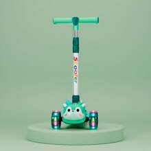 Scooter de Tres Ruedas de Diseño Amigable con Luces LED Intermitentes Ajustable en Altura para Paseos Seguros en el Parque o Uso Interior para Niños Pequeños - verde menta - Ver 1