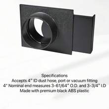 4英寸防爆门，适用于集尘器真空吸尘器配件，带两个固定环 - 黑色塑料防尘门，带可调节支架，无需用电，适用于70108型号，提升清洁度 | 简约矩形设计 | 非电动配件 - 黑色 - 查看 8
