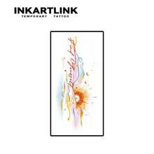 INKARTLINK INKARTINK Crimson Sunrise Art Text Temporary Tattoo, Waterproof & Long-Lasting 2-5 Days, Colorful Water Transfer Tattoo Sticker, Realistic Fake Tattoo, Niche Design Decoration