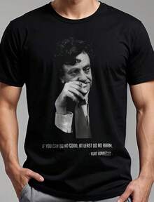 Kurt Vonnegut T-Shirt 100% Cotton 190 Gsm Regular Fit Unisex - Black - View 1