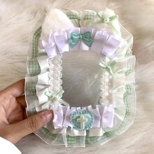 1pc Cute Lace Photo Card Holder, Can Be Hung On Backpack, Handmade Plaid Fabric DIY Finished Product, Anime/ACG/Celebrity Fan Goods, 3-Inch Photo Display Accessory, Transparent Lolita Decor, Bag Charm Card Holder - 彩色 - 查看 9