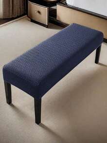 1pc/2pcs Set Abstract Grid Bench Cover, Jacquard Elastic Fabric, Modern Minimalist, Thickened & Extended, Wear-Resistant, Anti-Scratch, Home & Office Bench/Piano Stool Cover - Navy - View 10