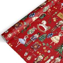 JarThenaAMCS - Papel de regalo de feliz Navidad mini rollo 17 x 32.8 pies papel de regalo para cascanueces rojo papel de arte de dibujos animados para cumpleaños baby shower manualidades - como en la foto - Ver 1