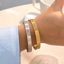 Fashionable Sparkling Four-Leaf Clover Bracelet, Stainless Steel Zirconia Decorated Women's Bracelet, Suitable For Daily Wear And Gatherings, Excellent Jewelry Gift For Holidays - B323 - View 2