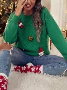 suéter navideño horrible - Verde militar - Ver 2