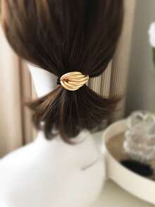 金色发圈，成人发饰，马尾辫弹力带，金色金属马尾辫发圈 1 个，金色头饰，金色发饰发圈马尾辫发圈发绳，弹力发圈