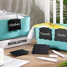 5 个篮子标签夹（两种形状），可移除标签，适用于储物盒、厨房储物柜标签、办公文件篮、塑料储物盒标签夹、篮子标签、储物盒夹（黑色） - 彩色 - 查看 4