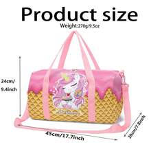 女孩美人鱼独角兽图案旅行包，过夜包，周末旅行包，女孩睡衣包，健身舞蹈包，礼物 - 均碼 - 查看 3