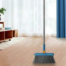 Hard-Bristle Floor Cleaning Broom With Ergonomic Handle - Durable Plastic Crevice Sweeper For Bathrooms, Kitchens, And Patios Easy To Clean, Kitchen Cleaning Tool, Stylish Broom Design, Streak-Free Cleaning - Màu xanh lam - Xem 7