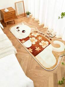 1件柔软毛绒卡通猫咪地毯，不对称形状卧室装饰地毯，蓬松可水洗客厅地垫，1-5厘米裁剪公差 - 彩色 - 查看 1