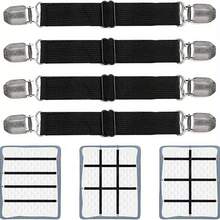 1/8pcs Adjustable Elastic Bed Sheet Clips - Durable Nylon Straps, Ensure Snug Fit - For Sofa Cushions, Mattress Covers And Bed Sheets - Black, White, Pink, Blue - Easy Organization For Bedroom And Living Room, Bedroom Accessories