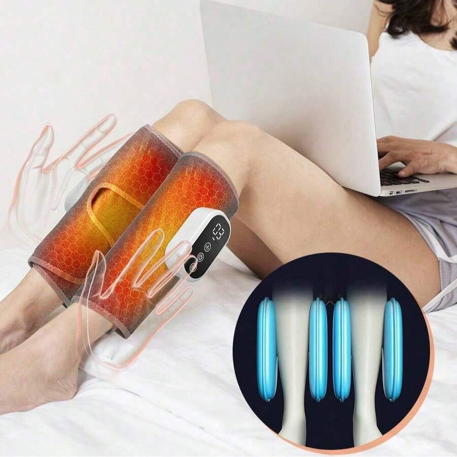 Hailicare 圣诞礼物，无线360°气压小腿按摩器，电加热气压腿部按摩器，3种模式3档加热设置，放松足部和小腿肌肉，促进血液循环 - 灰色 - 查看 1