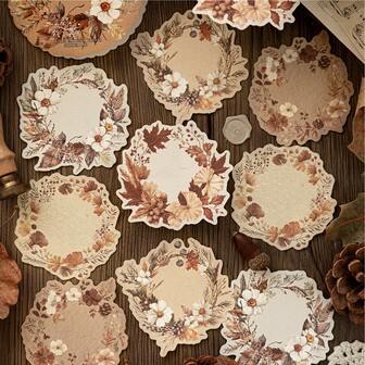 10 piezas/paquete Pegatinas con relieve de corona floral vintage, pegatinas decorativas para scrapbooking, plantas, flores, animales, mariposas, coronas de corazón, pegatinas DIY para planificador, útiles de papelería lindos