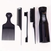 5pcs Hair Styling Set, Including Fine Mist Spray Bottle, Afro Pick Comb, Rat Tail Comb, Nylon Brush, Side Hair Control Comb, Meets Basic Daily Needs ,Hair Tool Kit ,Hair Styling Kit - Multicolor - View 5