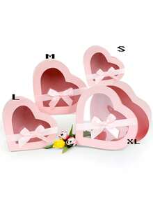 4pcs Heart-Shaped Bow Window Gift Box, Transparent PVC Soap Flower Box, Heart-Shaped Gift Box With Cover, Ribbon And Transparent Box, Suitable For Father's Day, Mother's Day, Christmas, Valentine's Day, Birthday, Couples, Etc. - Multicolor - View 9