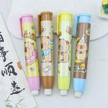 1支/3支装卡通水豚橡皮擦，可伸缩铅笔橡皮擦，创意可爱纸板气球橡皮擦，适用于学校和办公室，美术文具用品，返校必备，PVC椭圆形，返校礼物 - 彩色 - 查看 11