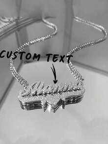 1pc Custom Double Layer Name Necklace Stainless Steel Cuban Chain Heart Name Plate Shiny Pendant 3D Name Personalized Jewelry Unisex Christmas Gift For The Family Stylish Gorgeous Holiday Gift For Him,Engraved, Stainless,Colorful,Cute,Adorable,Funny,Kawaii,Y2K,Stylish,Unisex,Casual,Custom,Personalized,Unique,Customized,Ideal Gifts For Him,Ideal Gifts For Her,Her,Boyfriend,Girlfriend,Family,Friends,School Supplies,Back To School,School Gift,For Office,For School,For Classroom,For Teacher Gifts,For University,For Colleague,For Dorm Rooms,For Teacher,For Boys And Girls,For Teenagers,Junior High School Students,Middle School Students,High School Senior High School Students,College Students,University Students,Freshman,Sophomore,Underclassmen,Delicate Romance,Silver Stylish - Multicolor - View 5