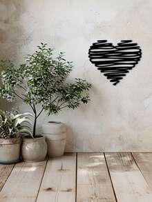 1pc Modern Minimalist Abstract Swirl Heart-Shaped Metal Wall Decor - 30cm/11.8" Iron Hanging Sculpture, Elegant Home Office Cafe Decoration, No Electricity Needed, Ideal Romantic Valentine's Day Gift - Multicolor - View 2