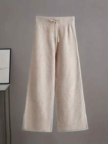 2pcs/Set Solid Color Crew Neck Long Sleeve Top And Pants Casual Outfit Fall Winter Cloth For Women Women'S Oversized Round Neck Sweater & Wide-Leg Pants Two-Piece Set - Soft Beige Casual Elegant Outfit, Drop Shoulder Long Sleeve Pullover With Ribbed Texture, Loose Fit Trousers Fall Winter Warmth, Cozy Everyday To Semi-Formal Wear, Sweaters Women, Sweater Dresses Women, Sweater Set Women Conjunto De Mujer Conjuntos Mujer Two Piece Set Women Buscar Christmas Outfit Women Winter Clothes For Women Vestido De Mujer Conjuntos Elegantes De Mujer Conjuntos Elegantes Winter Clothes For Women Christmas Outfit Women New Years Outfit Women Vacation Outfits Women Ropa De Invierno Mujer Dresses For Women Elegant Christmas Outfit - Màu be - Xem 3