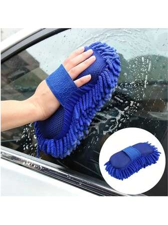 1 st biltvättssvamp för hushåll, handhållen rengöringsborste, mikrofiber, skönhetsverktyg, lämplig för hemmet, bil, motorcykeltillbehör, biltvättshandskar, skadar inte billacken, mjuk rengöringsduk