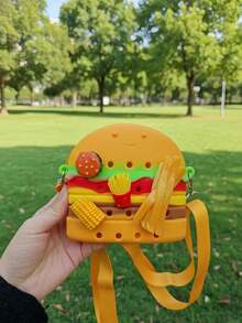 1 قطعة حقيبة صغيرة للأطفال بنين وبنات مصنوعة من السيليكون بتصميم واقعي لوجبات الطعام، حقيبة كتف قابلة للتعديل بسحاب وأزرار ضغط عشوائية (5 أزرار)، محفظة كرتونية، حافظة مفاتيح، حافظة أحمر شفاه، حقيبة مستحضرات تجميل متعددة الاستخدامات للخروج والحفلات وهدايا عيد الميلاد