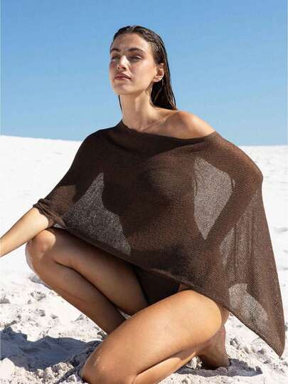 Women Asymmetrical Knit Poncho Cable Knitted Wrap Shawl Sweater Crochet Fall Cape Top Shawl Feather Shrug Cape Soft Lightweight Feather Material Elegant Rooster Feather Design