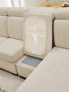 Jacquard Weave Slipcover Stretch Material Sofa Seater Cushion Cover Solid Color Sofa Cover - Beige - View 8