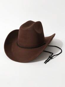 1顶男女通用纯色牛仔帽，简约百搭，新款复古赛博朋克风个性化时尚可调节宽檐帽，街头风造型，男士礼物，适合派对、西部主题活动、聚会、角色扮演、毕业典礼、化装舞会、节日、生日庆典、音乐节、徒步旅行等场合。