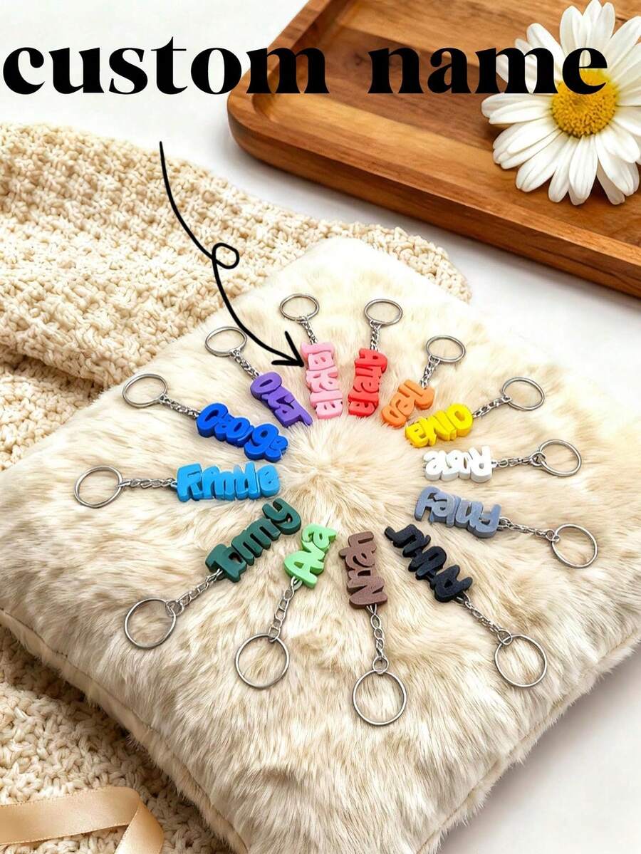 Personalised 3D Printed Name Keychain – Custom Name Keyring - Multicolor - View 1