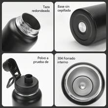 Botella  Fría/caliente Botella De Agua 800ml Acero Inoxidable Aire Para Café Multicolores hogar, grande y portátil con correa, adecuada para deportes al aire libre, - Azul - Ver 4