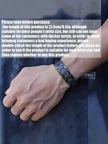 3 PiecesUnisex Magnetic Bracelet Set Double-Row 3500 Gauss High-Intensity Magnetic Bracelets The Perfect Surprise Gift For Father's Day/Mother's Day/Boyfriend/Best Friend Elegant Gift Box Packaging With Adjustment Tool Included - Black - View 2