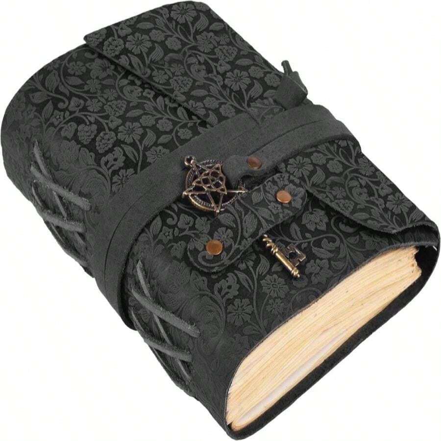 LEATHER VILLAGE Handmade Leather Bound Journal For Women- Black | 7"X5" (A7) Medium | 260 Pages Blank Of Vintage Paper Writing, Sketchbook, Notebook - ColorA - 查看 1