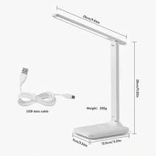1-Pack LED Touch Switch White Folding Desk Lamp, Suitable For Bedroom Bedside And Study Reading Scenes, With Eye Protection And Night Light Functions, Supports USB Plug-In And Brightness Adjustment - 白光 - 查看 6