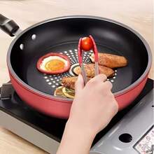 9.45-Inch Non-Stick Frying Pan - Dishwasher , Induction Cooker Compatible, Healthy Cooking, Smoke Reduction, Suitable For Gas  Electric Stoves, With Lid, Perfect For Fried Eggs, Steak, Pancakes - 黑紅色 - 查看 3