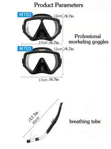 2pcs/Set Snorkeling Gear, Snorkeling Set, Leak-Proof Swimming Goggles With Nose Cover, Tempered Glass Anti-Fog Wide View Mask, Semi-Dry Snorkel With PVC Mouthpiece, Suitable For Snorkeling, Free Diving, Swimming, Snorkeling Set, Adult Snorkeling Gear, Semi-Dry Snorkel Top Lung Diving Swimming Travel - Multicolor - View 4
