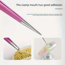 1支双头美甲镊子，带硅胶压头 - 精准水钻贴片器和美甲工具 - 彩色 - 查看 7