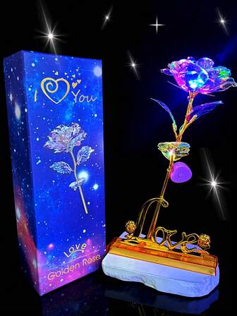 1pc Valentine's Day Gift Box / No Box Gift, Gift For Girlfriend, Student Gift, Christmas Star Gift Box, Luminous Rose Christmas Gift, Gift For Teacher Ms. Zhou, Mother's Day Birthday Gift, Gift For Women, Rose Gift