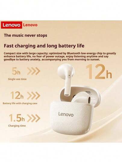 Lenovo EA166 Earphone Bluetooth Smart Noise Cancelling Super-Clear Call Wireless Bluetooth Headphones High-Quality Sound With Microphone IPX5 Waterproof  Low Latency Suitable For Work, Travel, Sleep, Fitness, Listening Music Air Pods Earbud