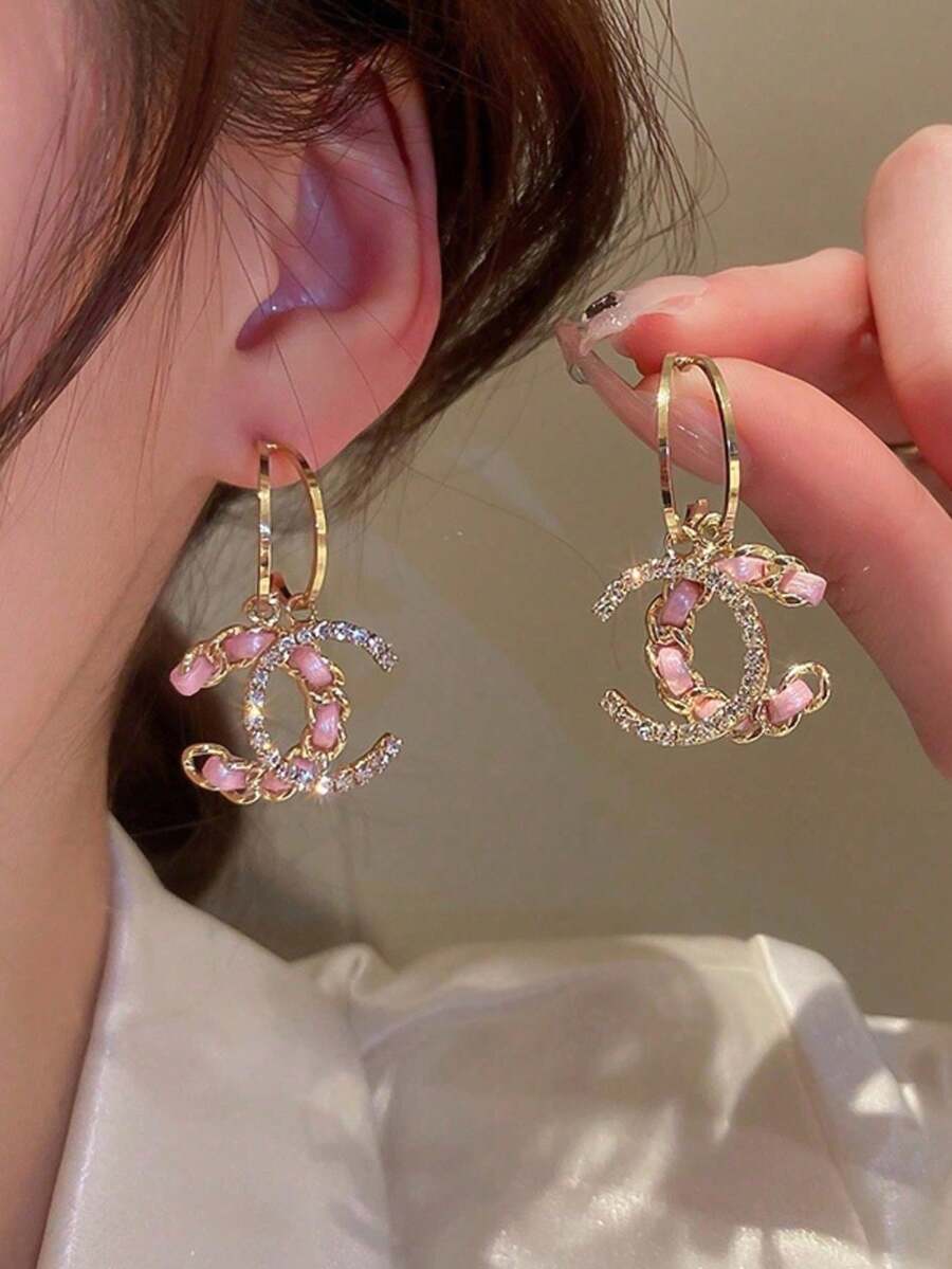 2件套奢华编织双C耳环，优雅魅力耳环，时尚百搭独特奢华耳环 - 耳環 - 查看 1