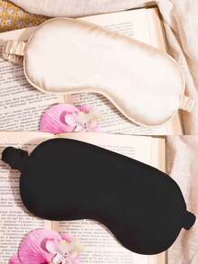 1 pieza/2 piezas Máscara para dormir que bloquea la luz, máscara de ojos de seda de imitación de doble cara, máscara de ojos transpirable de varios colores con banda elástica envuelta, máscara de ojos suave y cómoda como regalo - Multicolor - Ver 11