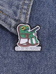 1pc GET OFF MY PROPERTY Enamel Needle Cartoon Frog Brooch Collar Badge Jewelry Gift For Friends - Multicolor - View 1