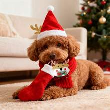 Christmas Cartoon Style Bell Bow Santa Claus Cat Dog Rabbit Red Scarf Pet Apparel Accessories, Fashionable - Multicolor - View 3