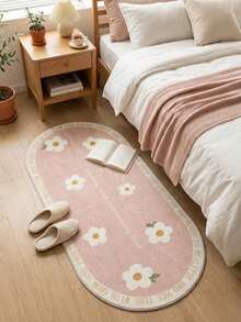 1pc Washable Cute Floral Green Faux Wool Decorative Carpet, Made Of High-Quality Faux Wool, Approx. 10mm Thick, Suitable For Living Room, Bedroom, Study, Machine Washable, Soft Top Material, Personalized Home Decor, Bedroom Carpet, Study Carpet, Living Room Carpet, New Year, Children Carpet, New House Carpet, All Season