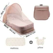 1 szt. Wielofunkcyjne przenośne łóżeczko dziecięce – składane, przenośne łóżeczko dziecięce w stylu plecaka, antypoślizgowa gondola dla noworodka, lekkie łóżeczko turystyczne z moskitierą i baldachimem, odpowiednie dla dzieci w wieku 0–10 miesięcy, dostępne w kolorze ciemnoszarym, błękitnym, różowym i zielonym - Wielokolorowe - Zobacz 19